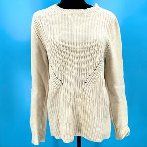 J.Crew Heavy Cream Cable Knit Wool Sweater Sz L